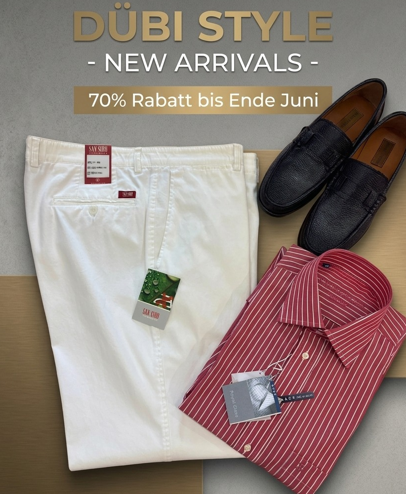 Dübi Style Herren-Outfit: Rotes Streifenhemd & Weiße Chino